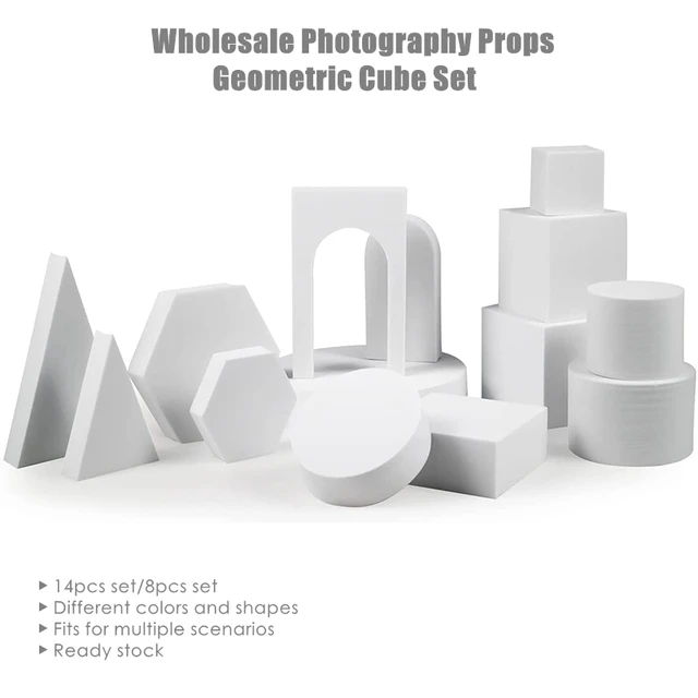 Sprzedaż hurtowa 14 sztuk 8 sztuk zestaw fotografia rekwizyty geometryczne kostki zestaw różne kolory kształty fotografia Backdrops