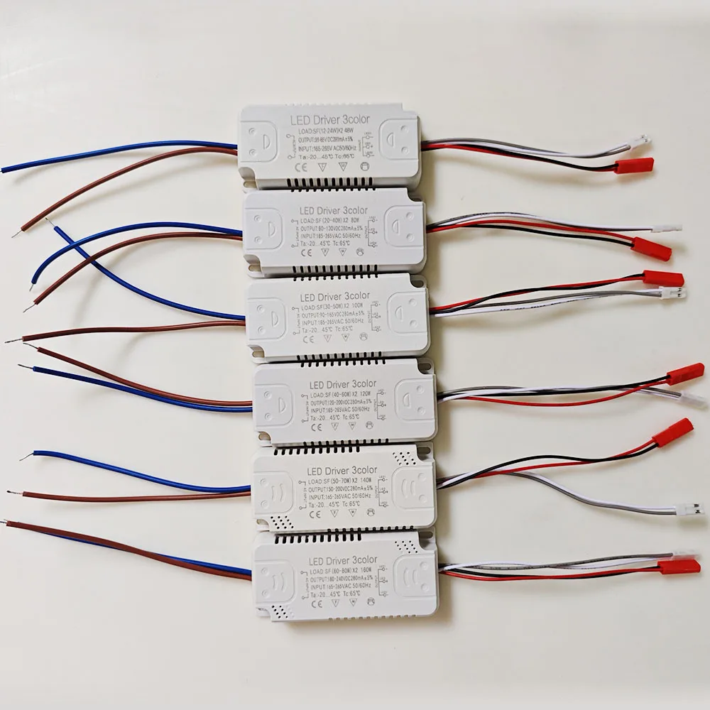 LED driver segment 3 color changing transformer Adapter For Lighting soft light strip pendant lamp power ballast 20-40-60-80W*2