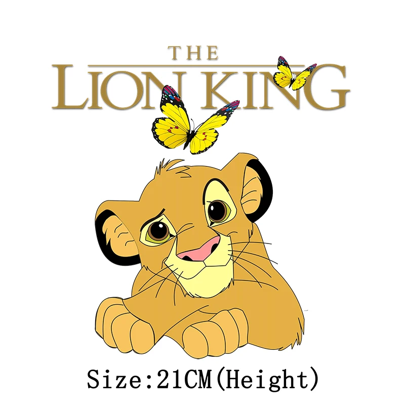 The Lion King Simba Iron on Patches for Clothing DIY Washable Heat Transfer Kid T-shirt Jacket Thermal Sticker on Clothes Decor