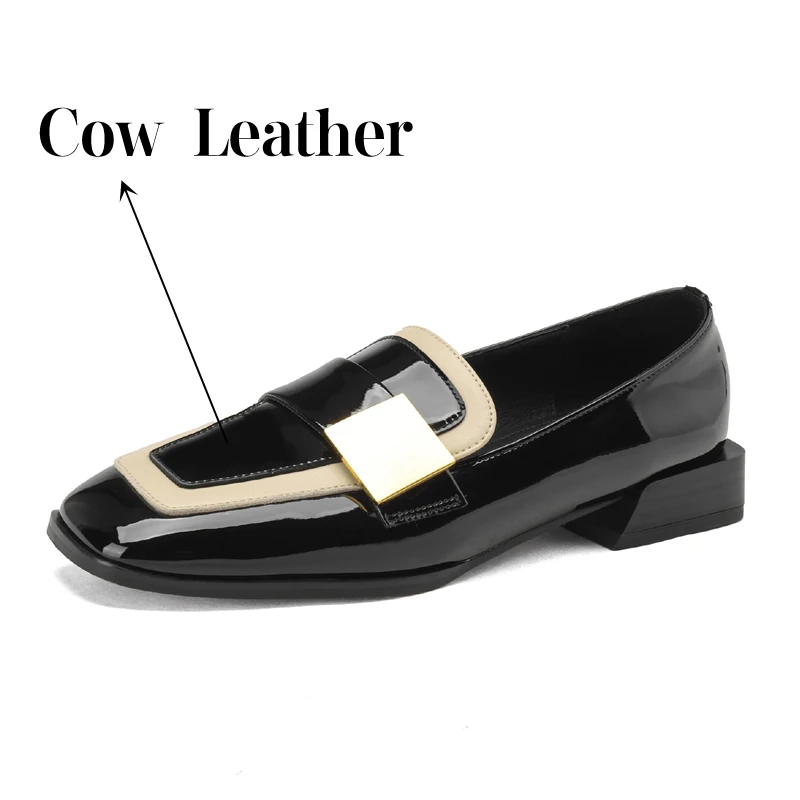 TULING JUN 2023 Spring Autumn Lady Pumps Square Toe Low Heel Loafers Metal Decoration Casual Single Shoe For Woman HH-L152