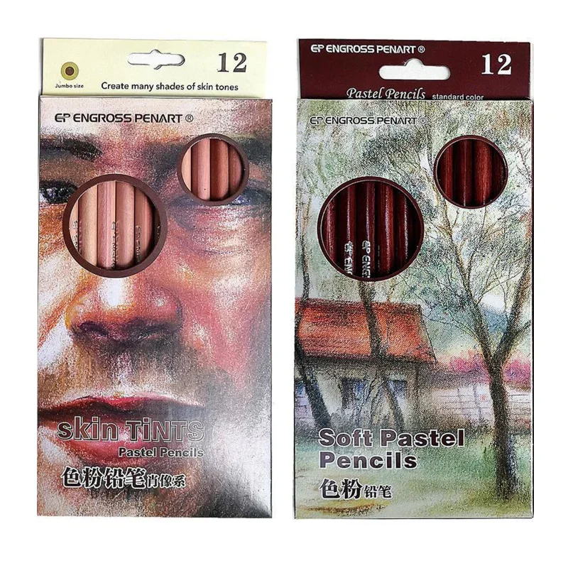 12-colors Skin Color/landscape Color Powder Pencil Set Professional Portrait Pastel Pencil Hand-painted Pastel Art Brush