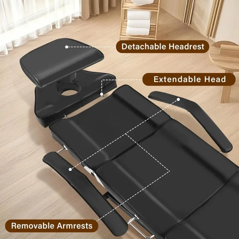 Hydraulic Facial Tattoo Bed 360 Degree Swivel Removable Armrest Extended Head With Matching Stool Spa Salon Beauty Equipment