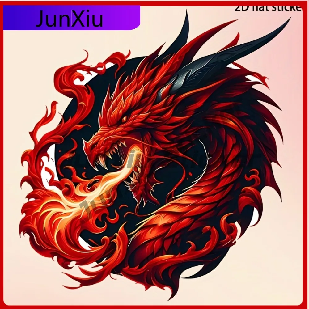 

2D Flat 6 Red Flame Anime Vinyl Sticker- Glossy Self-Adhesive Decorative Sticker Dynamic Pa Cute Car Laptop Win