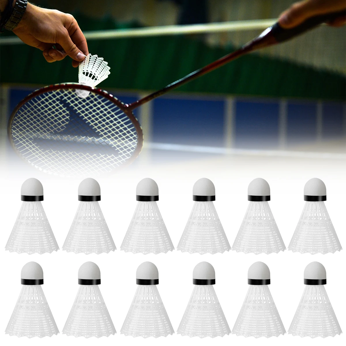 12Pcs White Head Badminton Balls Portable Badminton Travel Out Products Sport Training Nylon Shuttlecock Supplies