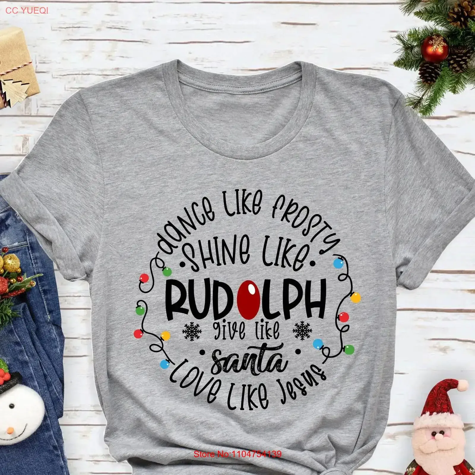 Dance Like Frosty Shine Rudolph Give Santa Love Jesus T Shirt Christmas GifT Cute Holiday Xmas vintage Washed Slightly Soft