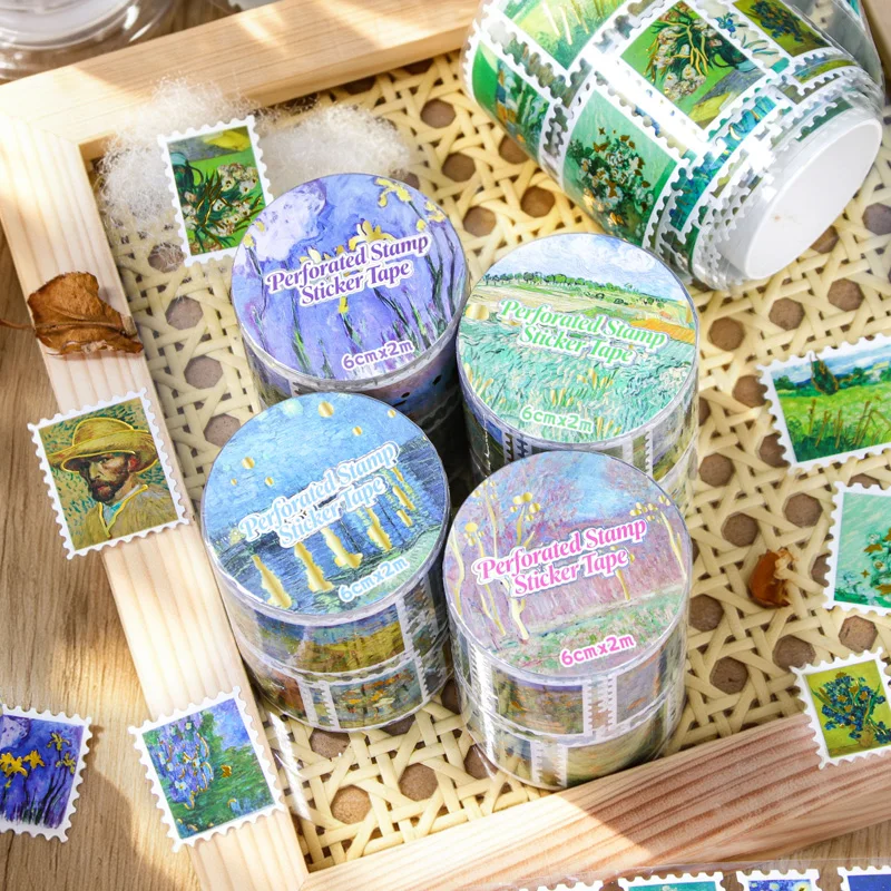 Art Painting Perforated Decor Tape, Decorative Masking Tape, Journal Scrapbooking Supplies, DIY Notebook Album Decor