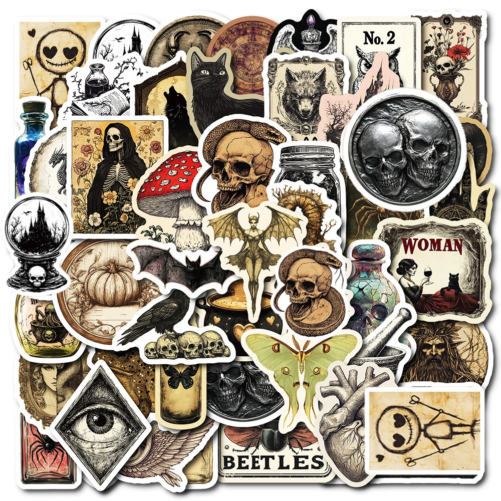 

10/30/50pcs Horror Gothic Skull Potion Graffiti Stickers Apothecary Personality Decals Waterproof DIY Luggage Motorcycle Laptop