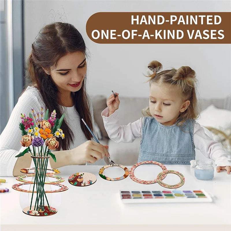 ABRB-Vase en bois pour présentoir de fleurs, présentoir de Bouquet de Puzzle, parfait pour la décoration de la maison