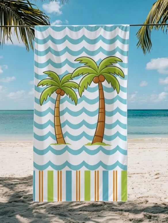 Cartoon Sea Life Beach Towel, Microfiber Sand Free Quick Dry, Cute Turtle Dolphin Octopus Print, Soft Absorbent