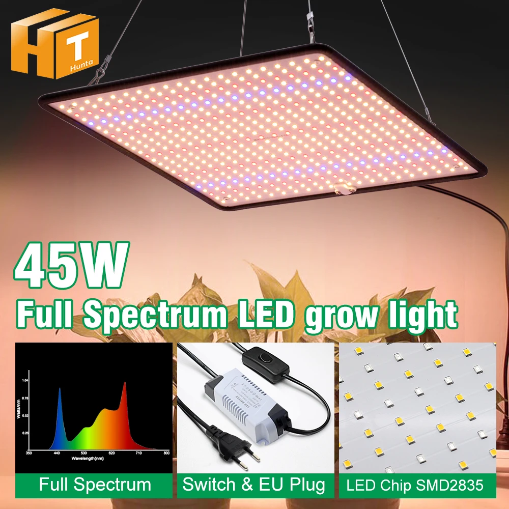 Vollspektrum-LED-Wachstumslicht 45 W AC85–265 V für Gewächshauszelte SMD2835 LED-Wachstumslampe für die Aussaat von Zimmerpflanzen
