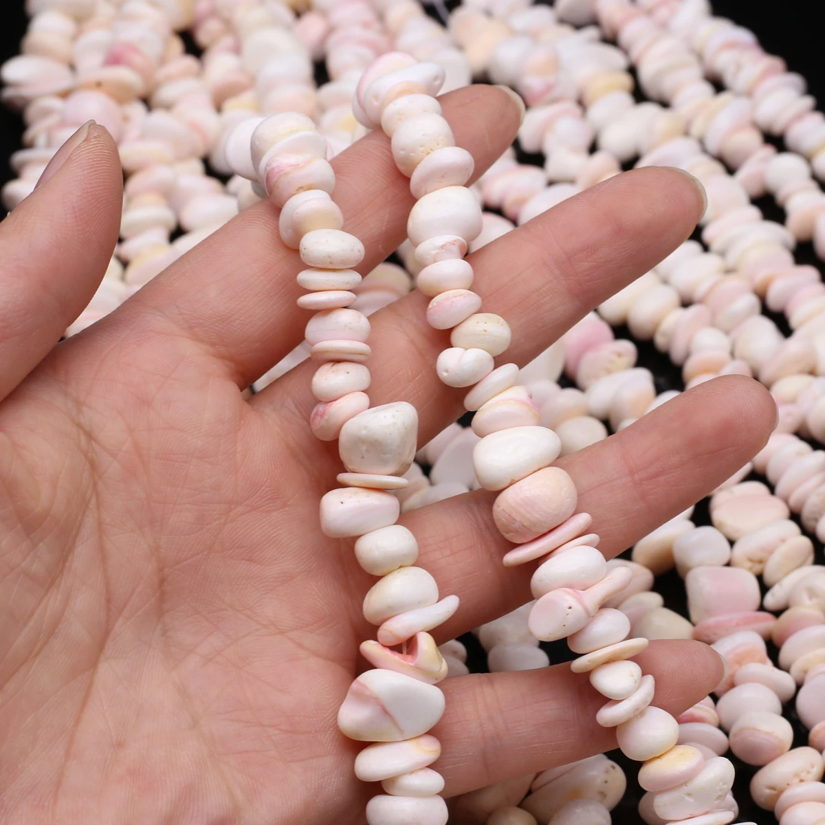 10-12 مللي متر الوردي الملكة غير النظامية قذيفة المياه العذبة الطبيعية حبة رائعة صنع المجوهرات عقد دي اي واي سوار أقراط الإكسسوار #2