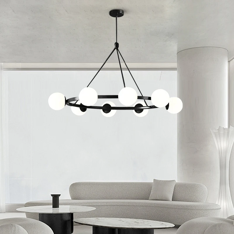 

LED Modern Nordic Chandelier for Living Room Bedroom Dining Room Kitchen Decorate Hanging Lamp Black Glass Ball Pendant Light