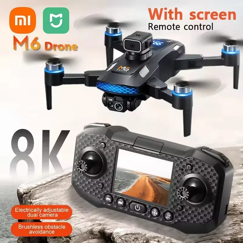 Xiaomi M6 Drone Professional 8K كاميرا هوائية عالية الدقة بدون طيار 5G WIFI تجنب العوائق الذكية مع شاشة التحكم عن بعد الطائرات بدون طيار