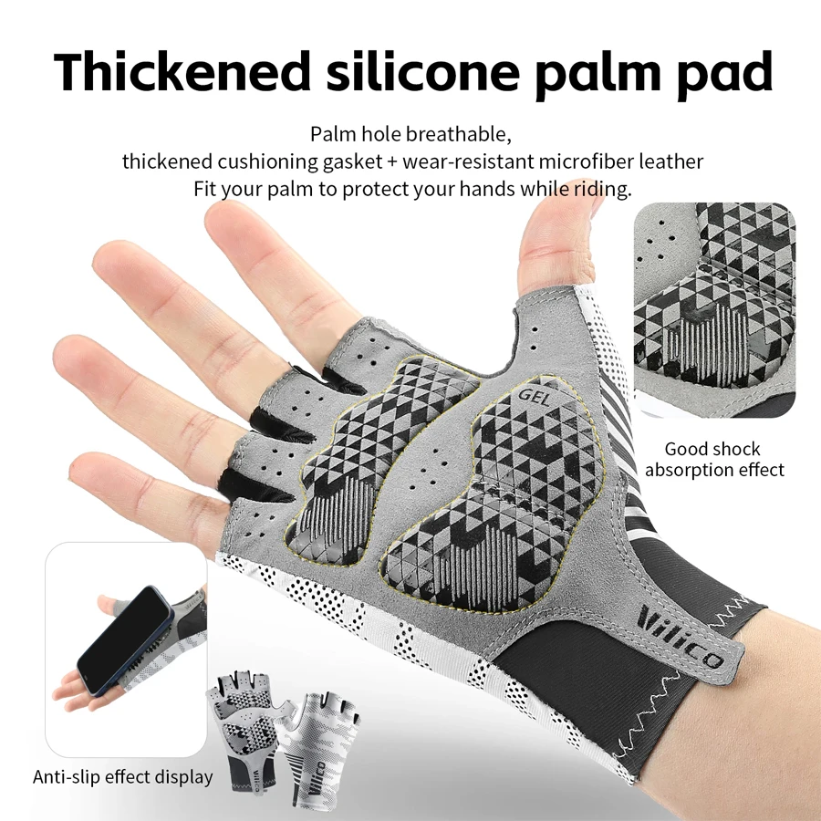 

Summer Half Finger Cycling Gloves,Breathable Thin Shockproof MTB Road,Anti-Slip Sun Protection for Outdoor Riding Fishing Sports