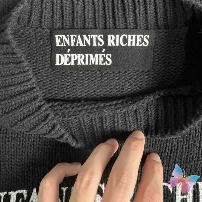 24ss Winter Enfants Riches Dprimes Sweaters Classic Letter Print Black Round Neck Tops ERD Knitted Sweatshirt Men Women Pullover