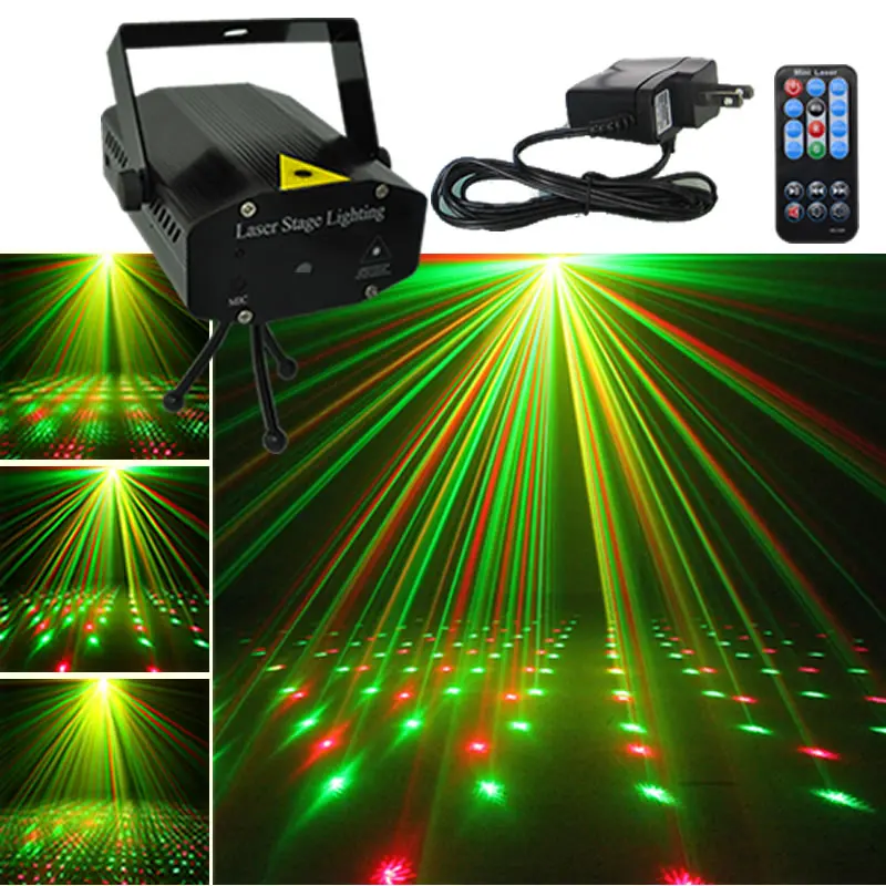 Mini lampe de budgétaire de météore de laser de musique de faisceau vert rouge, lumières de ciel clignotantes pour DJ, KTV, maison, spectacle de Noël, fête, éclairage d'étoile de scène