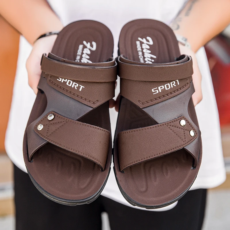 Men's Sandals Large Size 48 Sandals Men Summer Flat Comfortable Casual Leather Slippers Sandals For Men Slippers