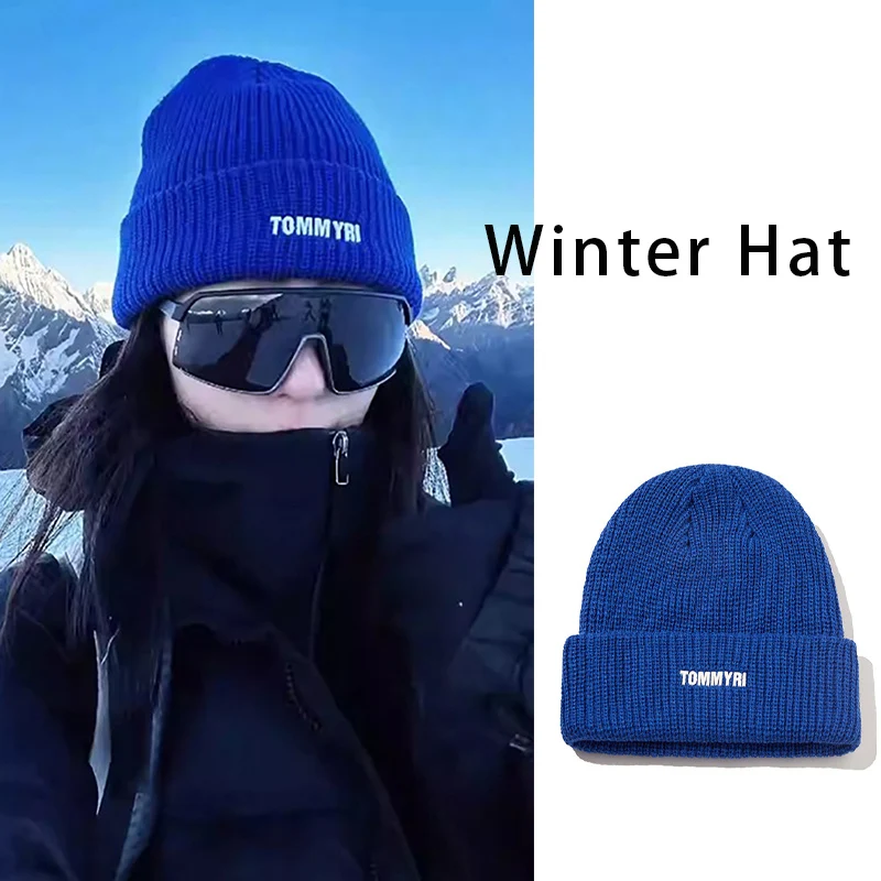 New Klein Blue Fashion Ski Skull Hat For Men Winter Basic Cuffed Plain Beanie Perfect Hat Match For A Casual Outfit For Women