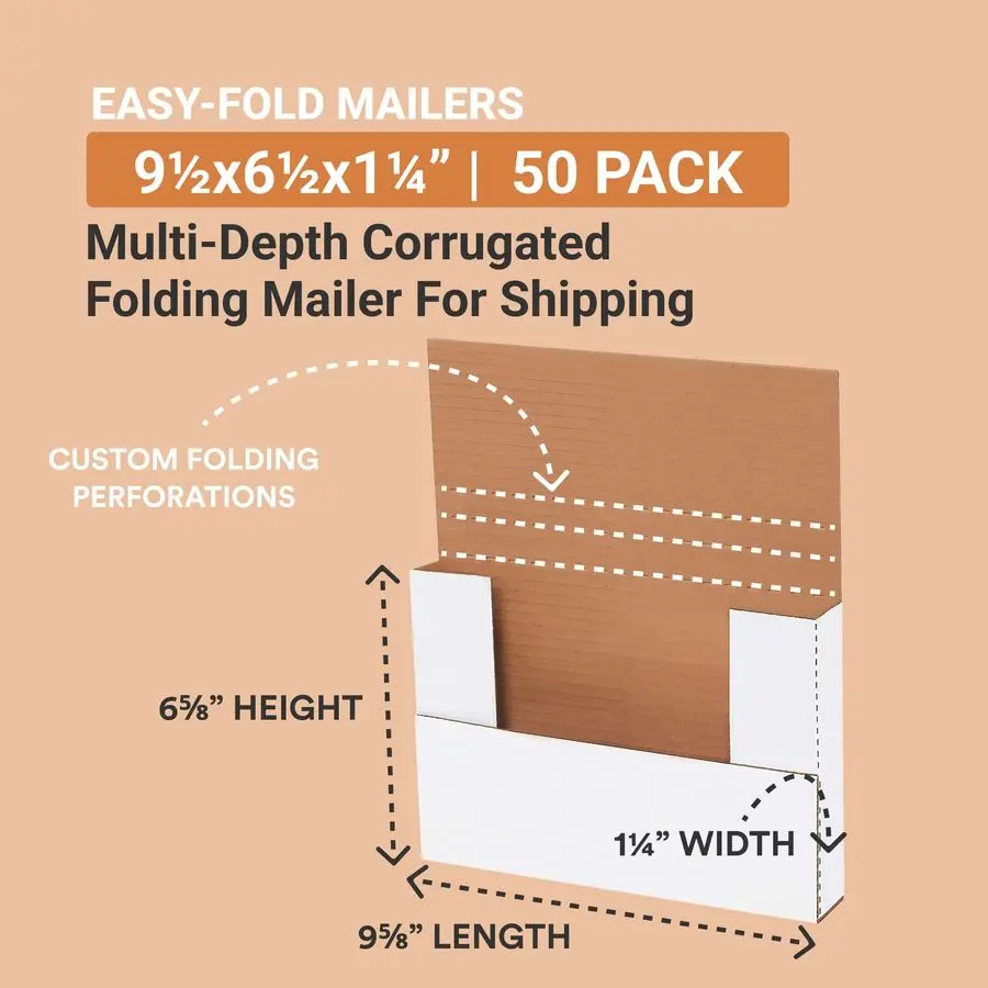 

Shipping Boxes Small 9.625L x 6.625W x 1.25H 50Pack Corrugated Cardboard Box for Moving, Mailing, Packing, Packaging and Storage