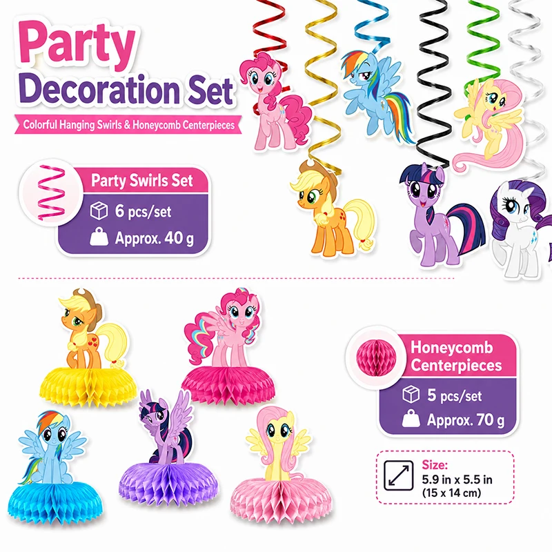 Niedliche Pferde-Anime-Themen-Spiral-Wabenkombination für Geburtstags-Pony-Partys mit Geschenken, die das Interesse der Familie wecken – Detail 4