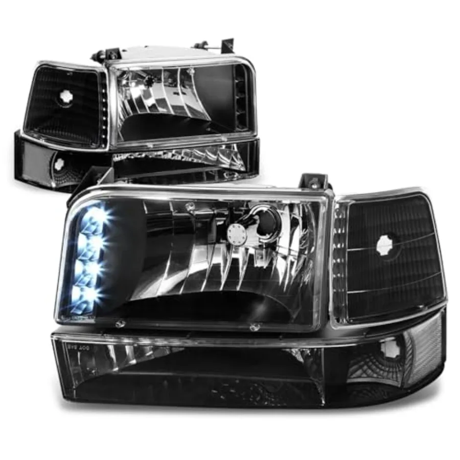 

Светодиодные фары DRL в сборе для Ford Bronco F150 F250 F350 1992-1996 годов, 6 шт., замена галогенных фар со светодиодными ходовыми огнями и угловыми фонарями бампера