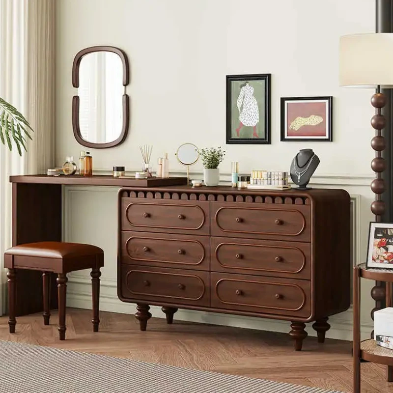 Luxury Box Drawers Dresser Eithe Bedroom Girl Wooden Cabinet Storage Dressing Table Mirror Hotel Armadietto Trucco Furniture
