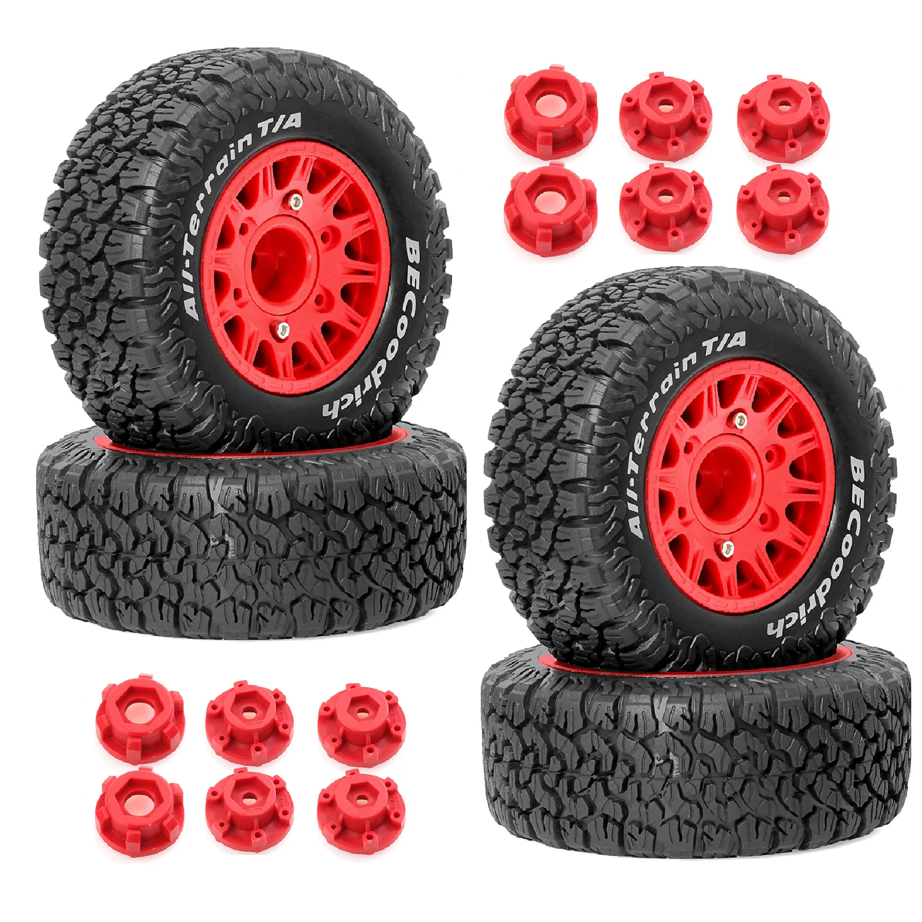 

4 шт., масштаб 1/10, шины для грузовиков с коротким курсом, резиновые шины 12 мм, шестигранные шины для Traxxas Slash Arrma Senton HuanQi 727 Vkar, совместимые с радиоуправляемыми автомобилями