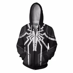 Herbst und Winter neuer Herren-Kapuzenpullover, 3D-gedruckt mit Marvel Spider Man-Muster, Outdoor-Sport, Reißverschluss, modischer Street-Herren-Kapuzenpullover