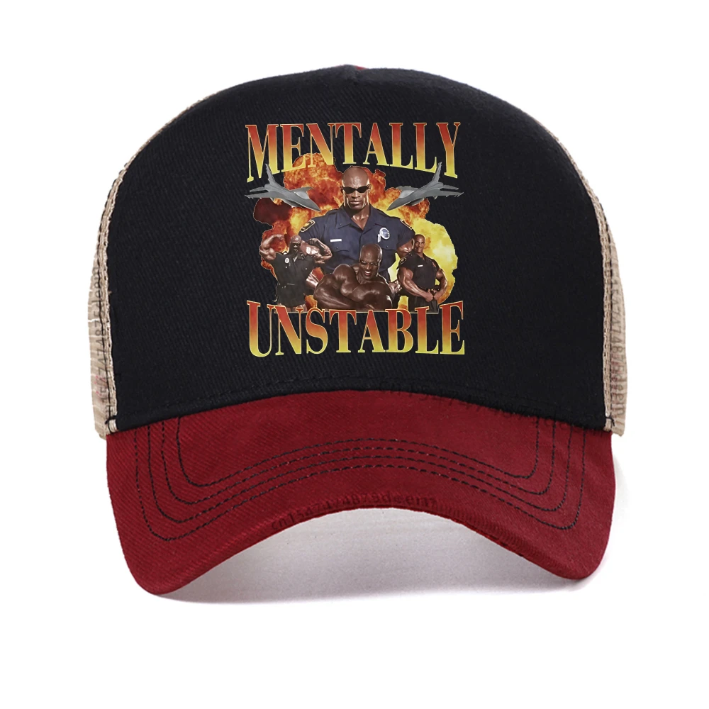 

Mentally Unstable Funny Gym Graphic baseball cap Men's Cool Retro Gothic Hip Hop hat fashion casual Breathable Snapback Caps