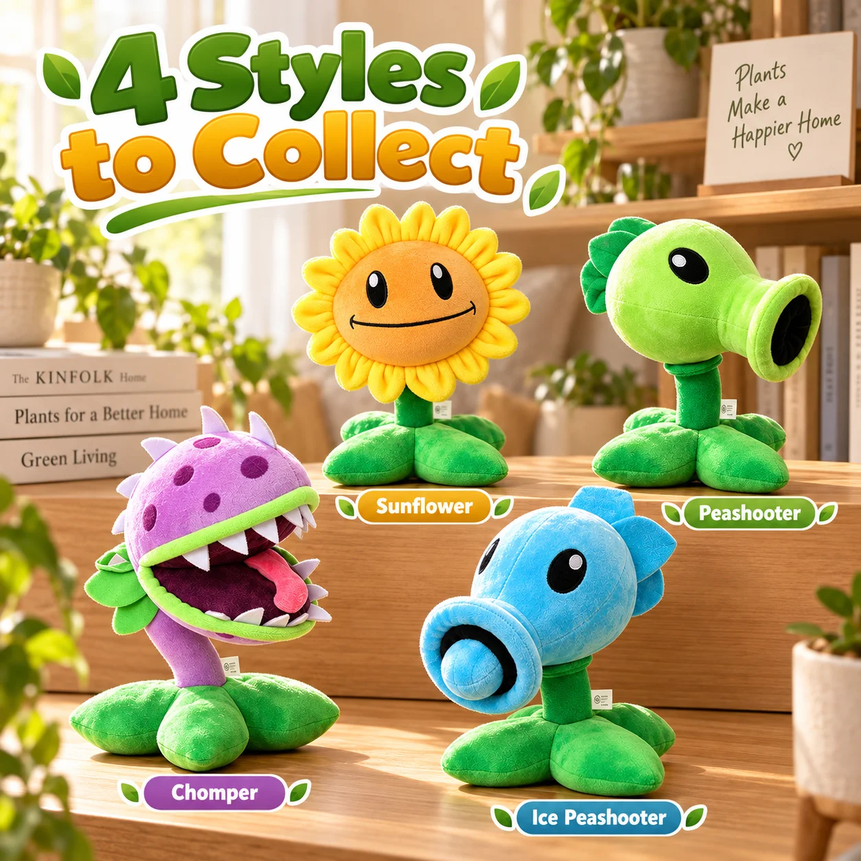 Plants VS Zombies Plush Toy Bendable Poseable Joint Stuffed Doll Peashooter Sunflower Chomper Game Character Desktop Decor Gift