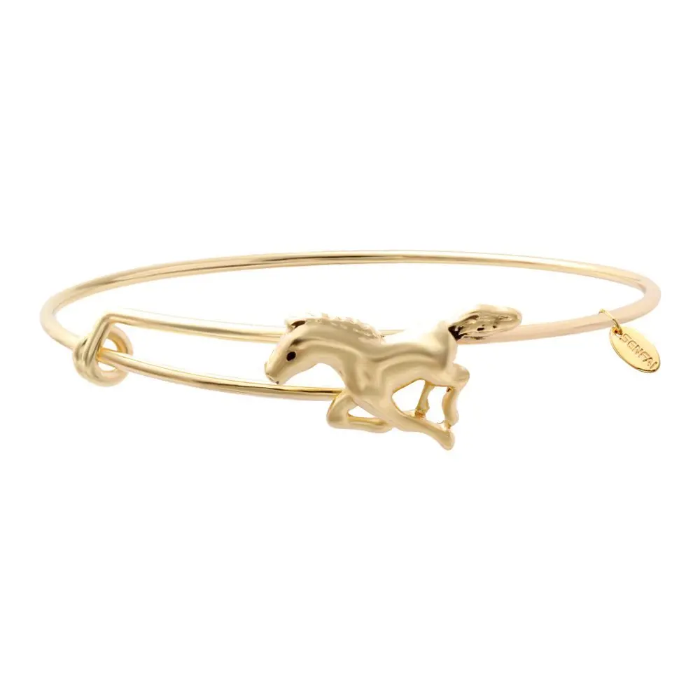 

Running Horse Expandable Wire Bangle Bracelet Woman Jewelry (Gold)