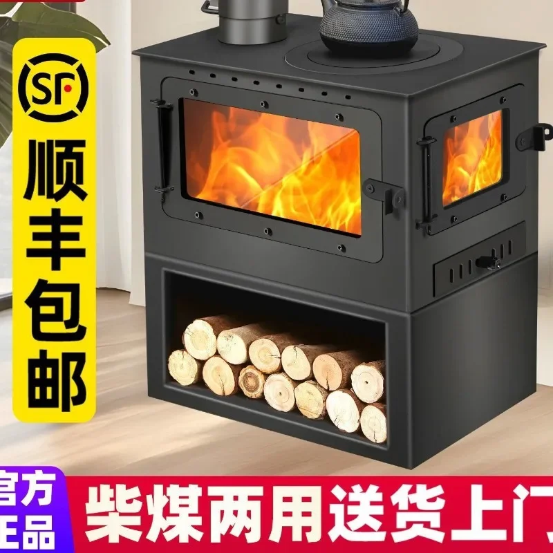 Real fire fireplace firewood firewood fire wood heating stove heating B & B villa living room household indoor rural European