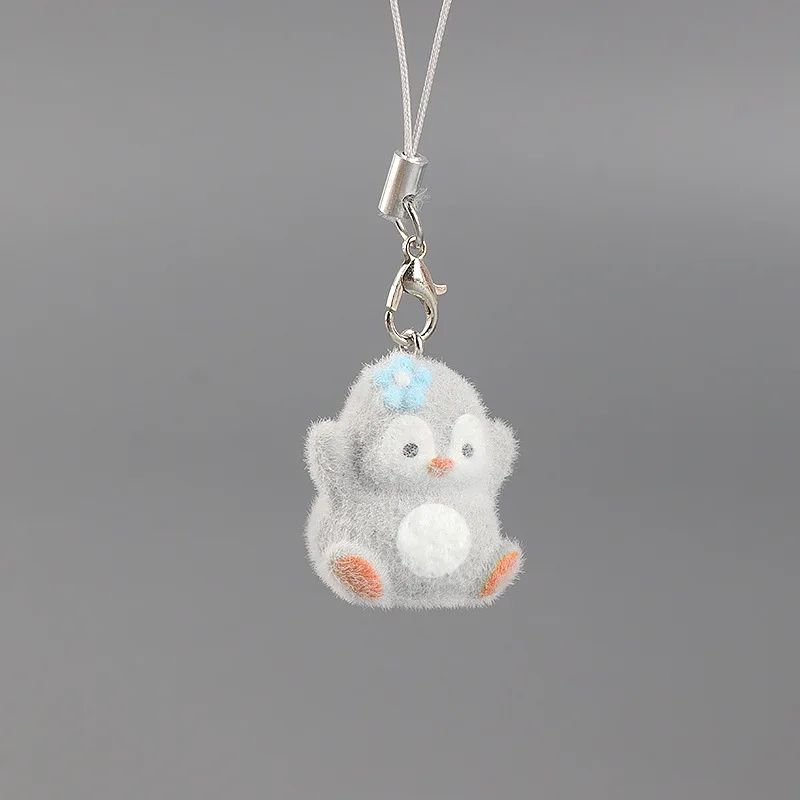 

Cute Penguin Keychains Flocking Resin Penguin Pendant Keyring for Bag Pendant Mobile Phone Lanyard Accessories Daily Key 장식