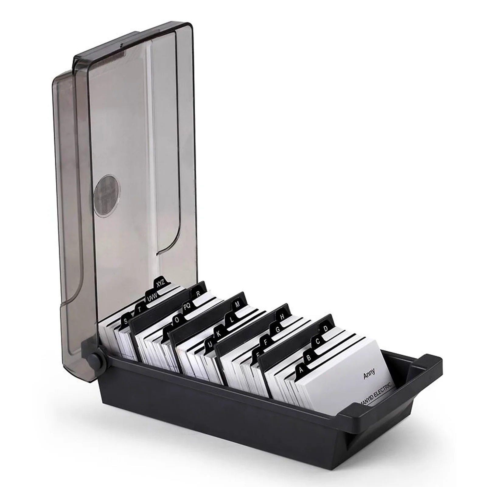 JIELISI Name Card Box Business Card Holder For Desk With Dividers And Index Tabs For Men And Wowen 500 Cards Capacity