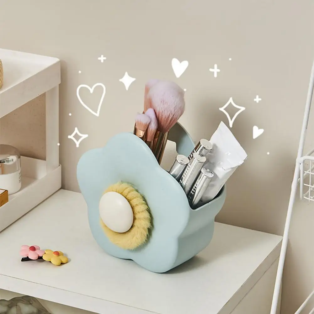 Desktop Storage Box Desk Organizer Flower-shaped Makeup Brush Container Vibrant Color Capacity Pen Holder for Stationery Brushes