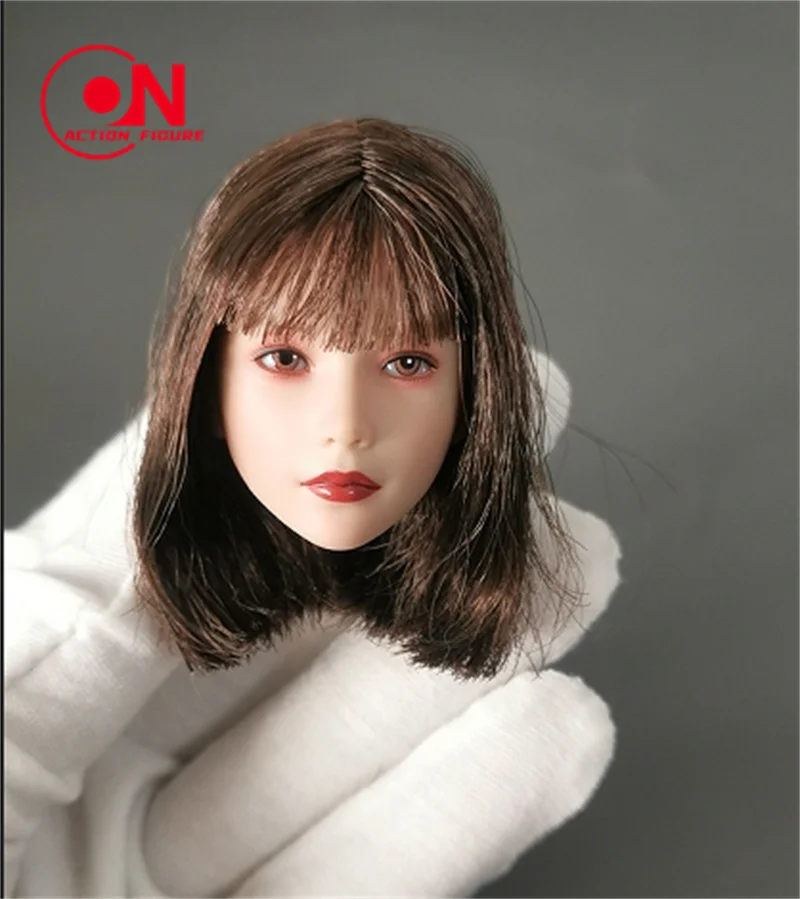 1/6 Asian Beauty Girl Yuki Xiaoqi Movable Eyes Head Carving Model Fit 12'' White Skin Female Soldier Action Figure Body Dolls