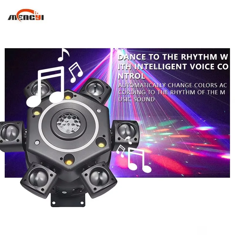 التحكم عن بعد ستة شعاع صغير نمط ضوء الليزر التحكم الصوتي وامض Ktv كامل اللون ضوء المرحلة