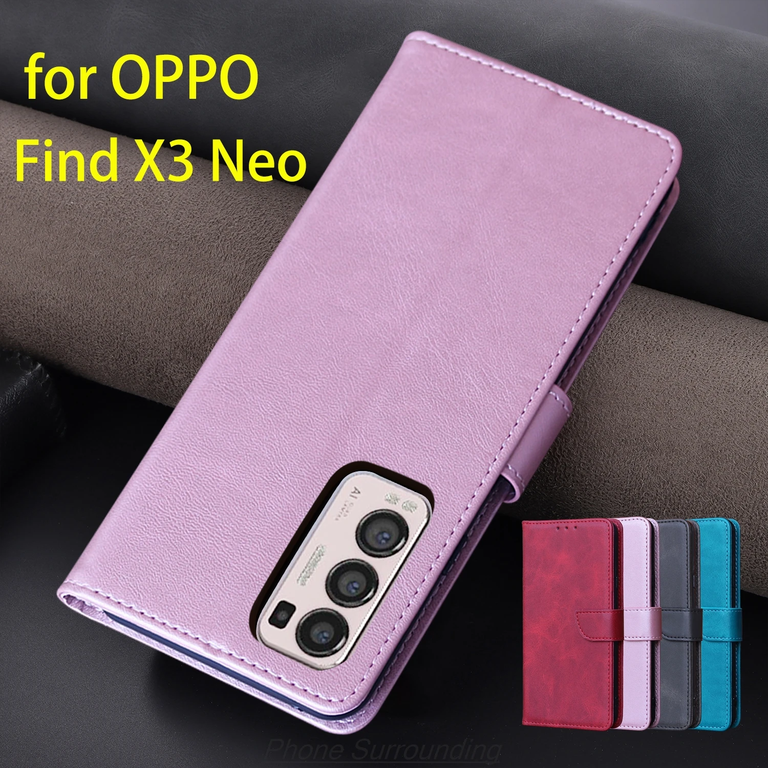 

Wallet Flip Cover Pu Leather Case for OPPO Find X3 Neo CPH2207 6.55" Card Holder Phone Bags Protective Holster Fundas Coque