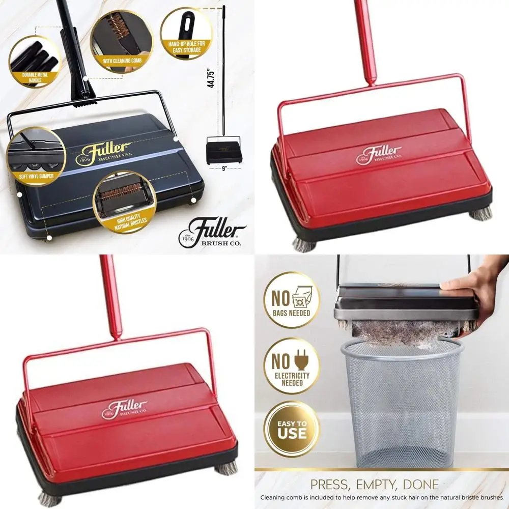 

Широкий легкий электростатический пылесос 9 Wide - идеально подходит для уборки мелких загрязнений на коврах и твердых полах - красный