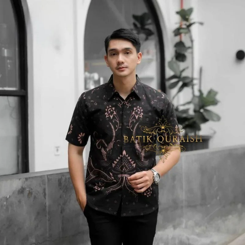 Camicia batik da uomo estiva 2025 manica corta design esclusivo stile Pekalongan stampa 3D in stile nazionale