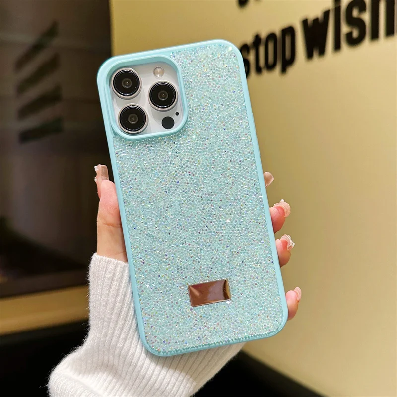 IPhone用の光沢のあるダイヤモンドケース,耐衝撃性,豪華な保護シェル,15, 14 plus,16 pro,13,12,11 pro max