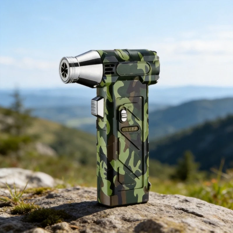 

New Outdoor High-temperature Desktop Handheld Spray Gun Windproof Lighter, Direct Spray Blue Flame Portable Camping Lighter