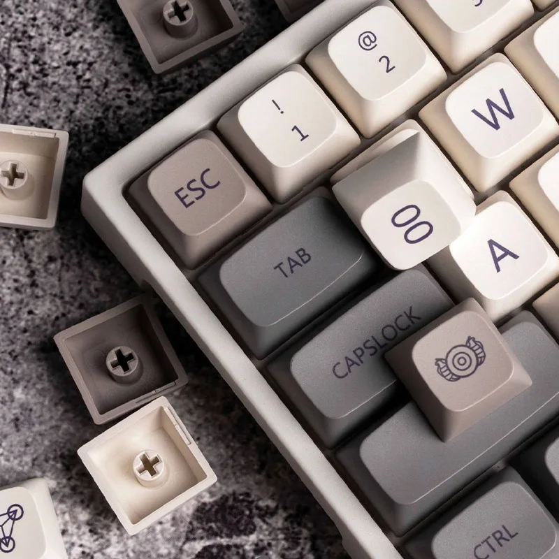 Capuchons pour clavier mécanique MX Switch, profil XDA, PBT, minimaliste, blanc, gris, anglais, russe, japonais, coréen, 133 prédire