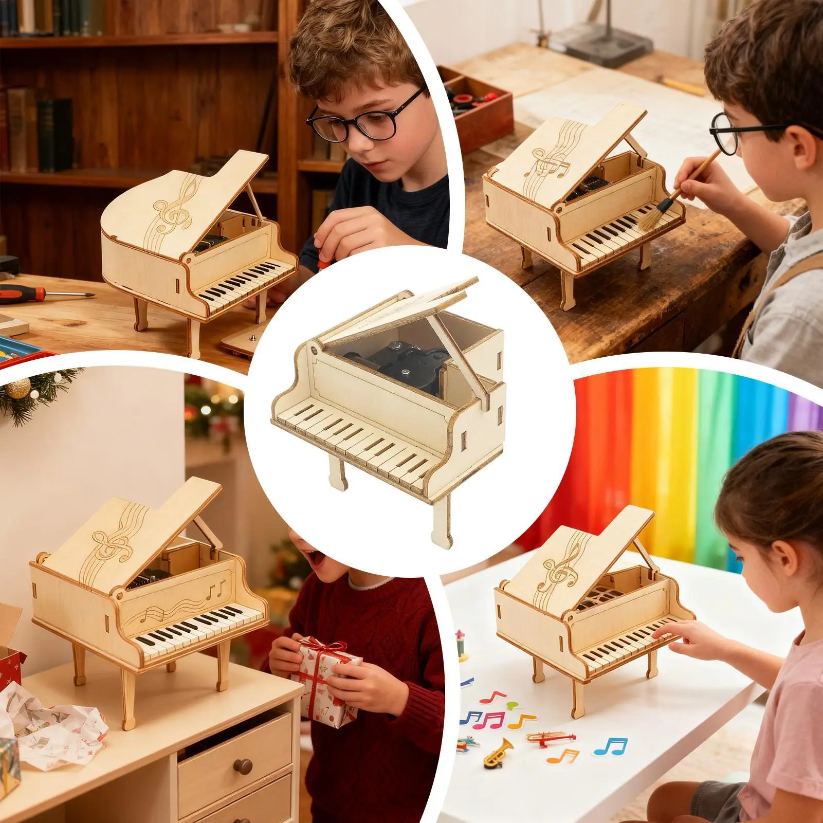 

Фортепиано-головоломка, деревянный DIY механический инструмент, фортепиано, механическая музыкальная шкатулка для детей 7-14 лет, мальчиков, девочек, семьи, женщин и мужчин