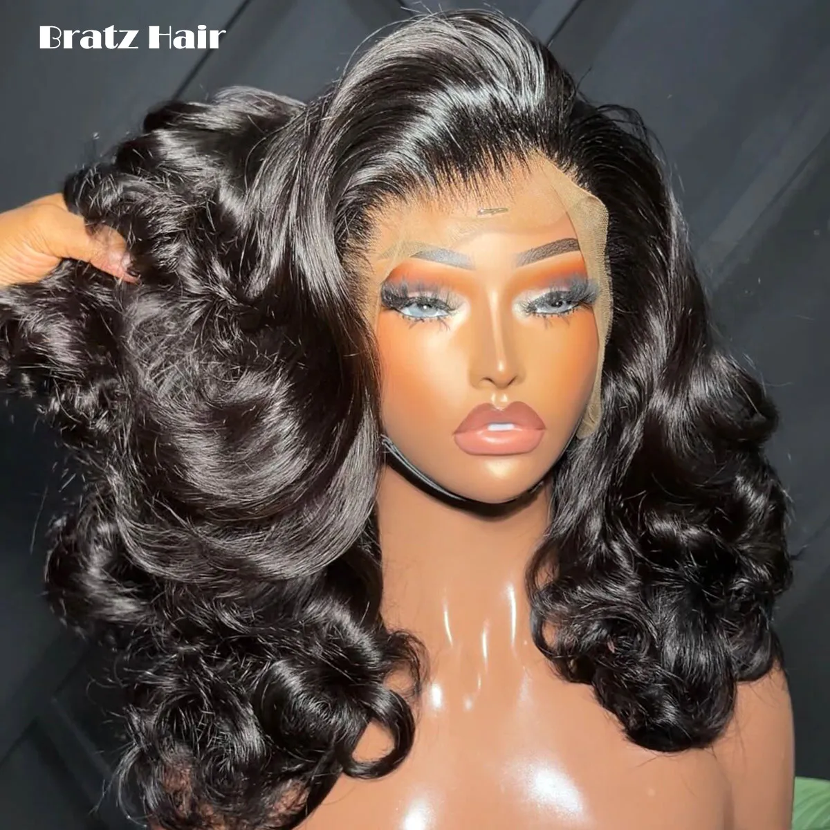 

Super Double Drawn Human Hair Bounce Curly Lace Frontal Wig Natural Black 13x6 HD Lace Front Loose Body Wave Wig Glueless Wigs