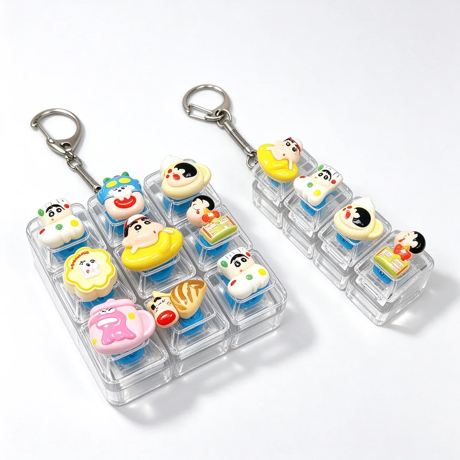 키캡 릭커 Crayon Shin-chan 26-Key Fidget Keychain Caps Clicker 4 Keys Light Up Pendant Cute Usagi Stress Relief Toy Bag Charm Gift