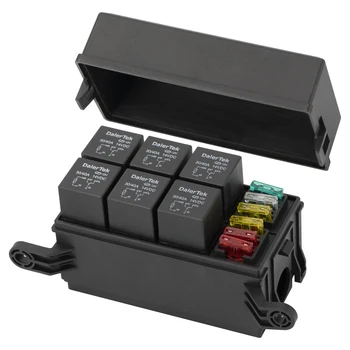 12V röle kutusu 6 yollu evrensel röle sigorta kutusu 6 yuvaları röle blok ATC/ATO sigorta blok röle ile su geçirmez kiti araba kamyon için
