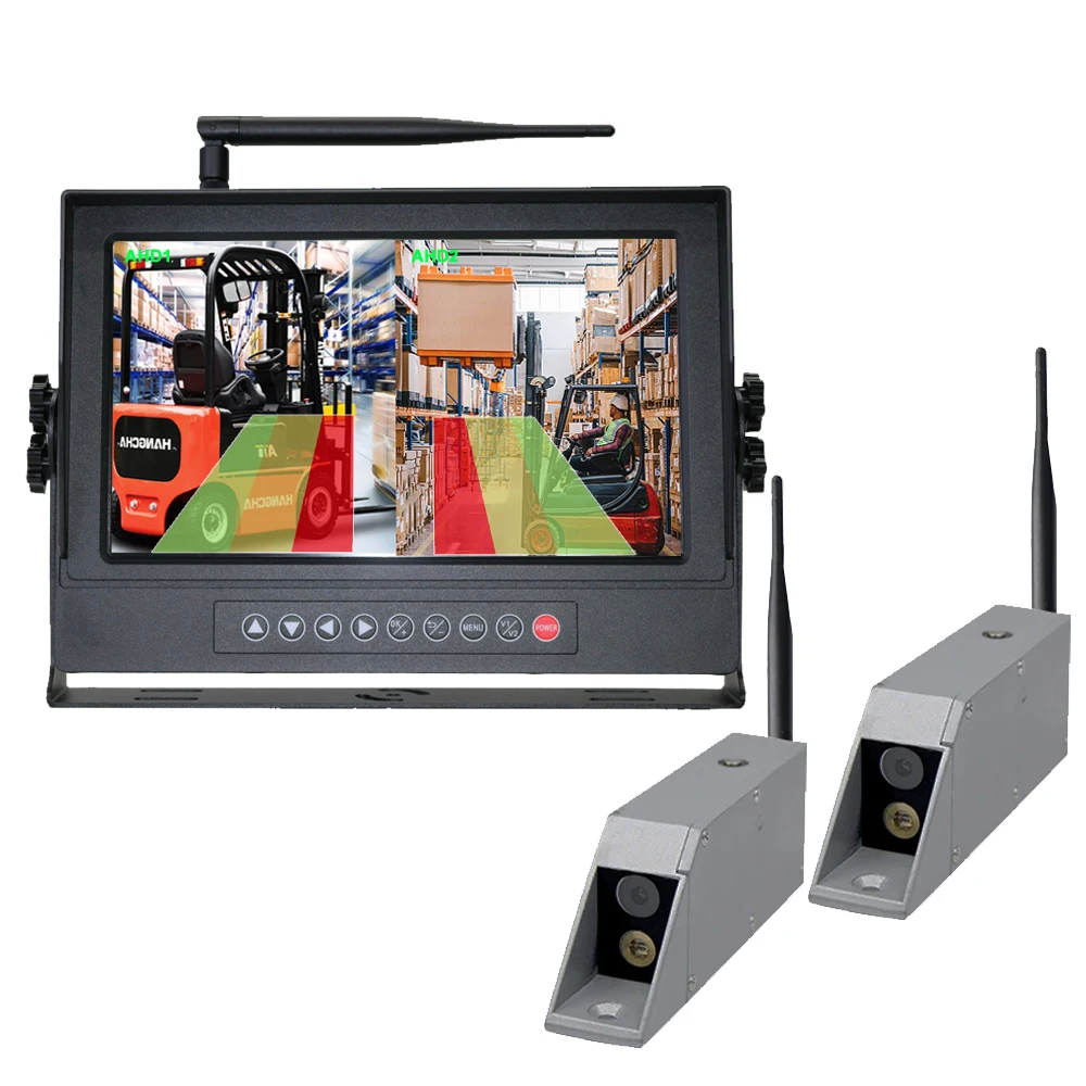 

IPoster 10.1 Inch Waterproof Iron Monitor Wireless Forklift Camera Front Laser Positioning Loop Recording 10000mAh Battery
