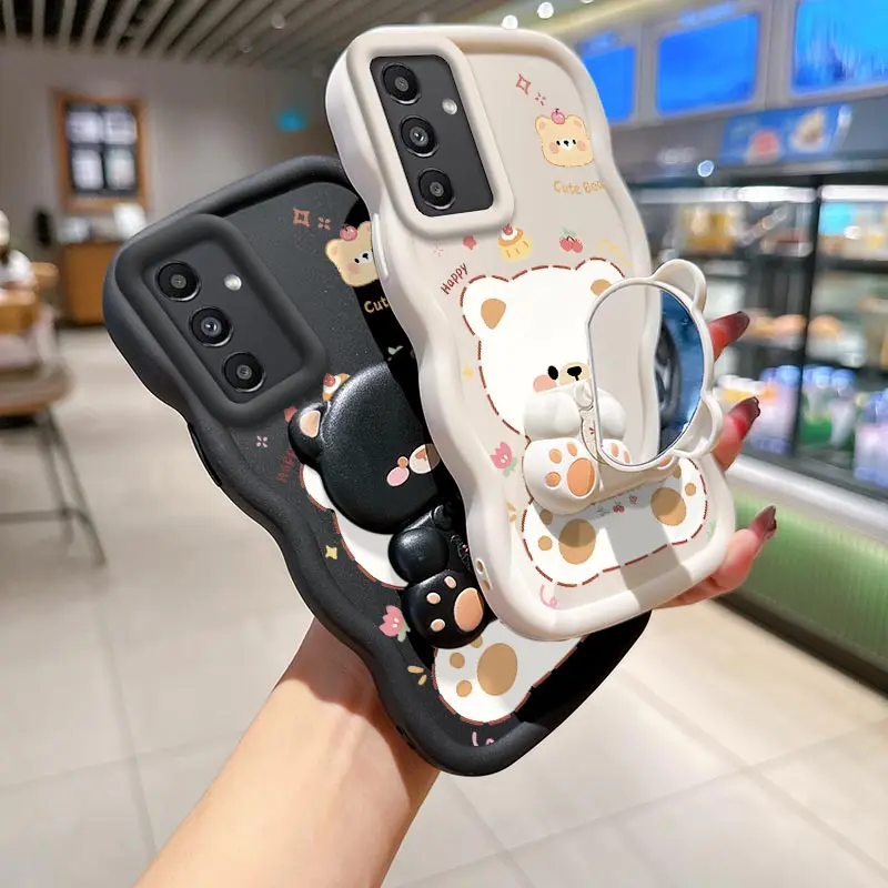 S24 いたずら猫ブラケット 波型シリコン製スマホケース Samsung S24FE S24Ultra S25 S25Plus S25Ultra S23FE S22 S21FE カバー用