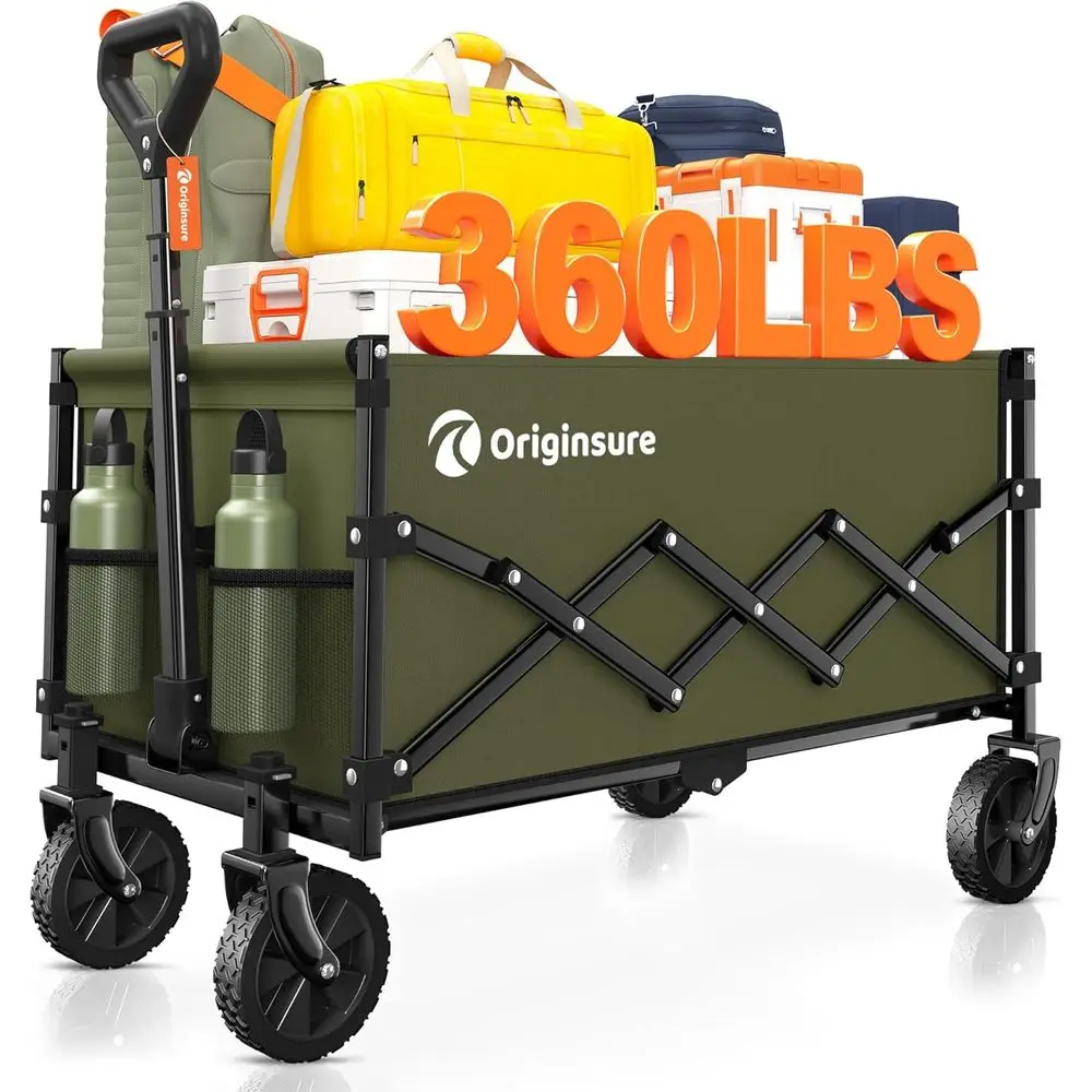 

Portable Heavy-Duty Folding Wagon for Beach, Camping, Shopping, and Sports - Large Capacity, Green